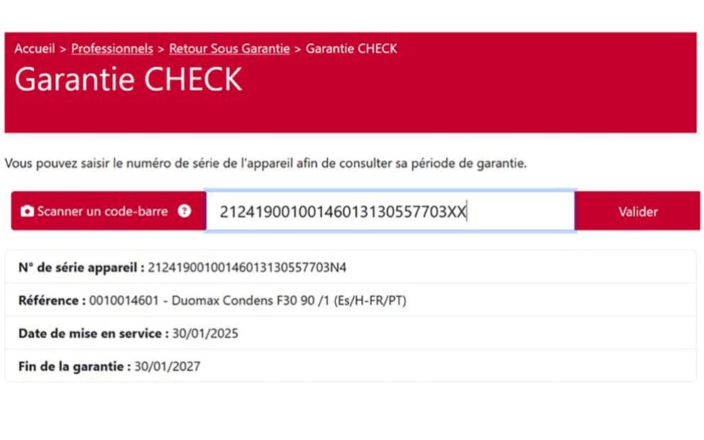 Vérifier la durée de garantie